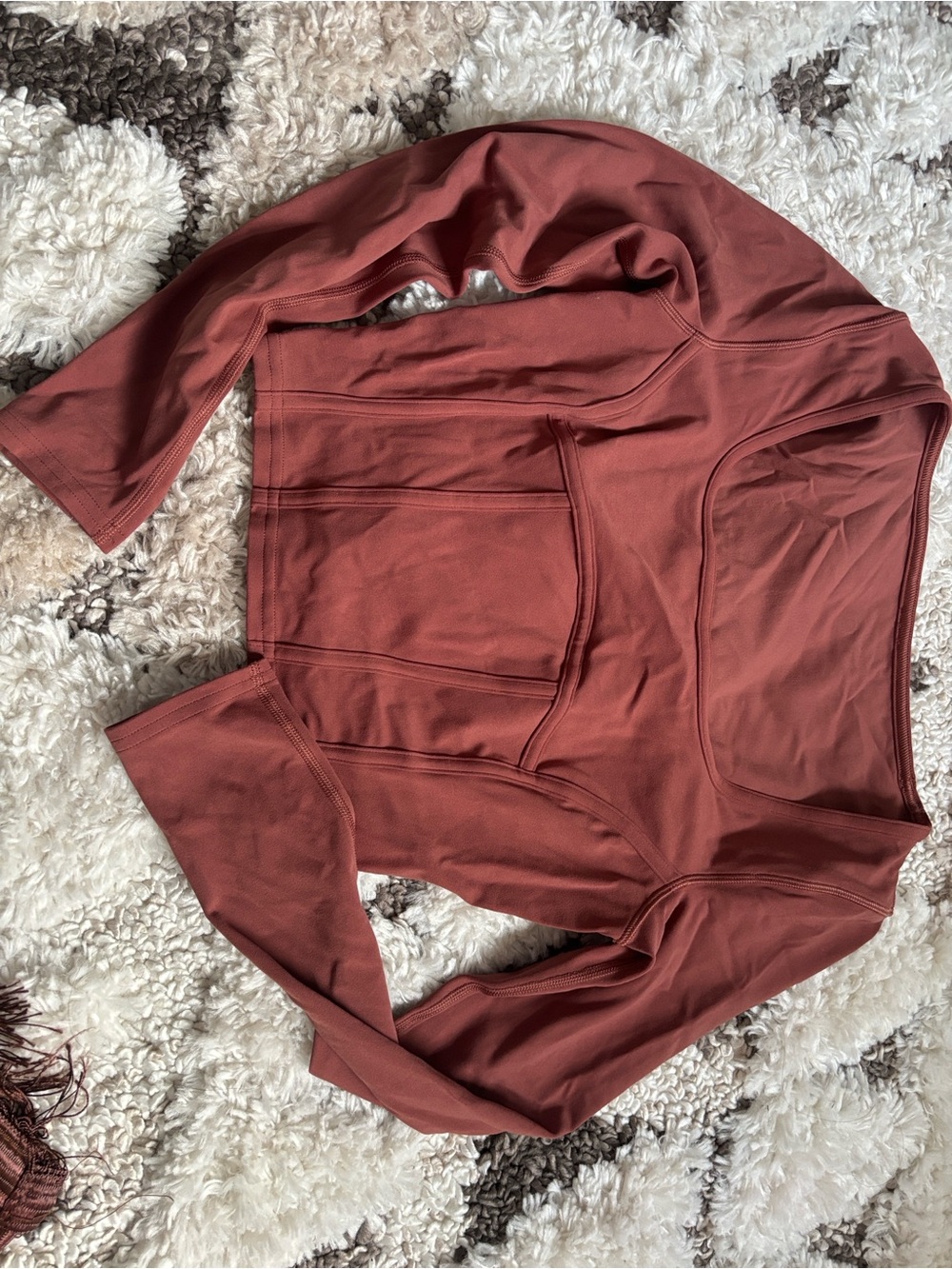 lululemon athletica Rust Square-Neck Long Sleeve Crop Top